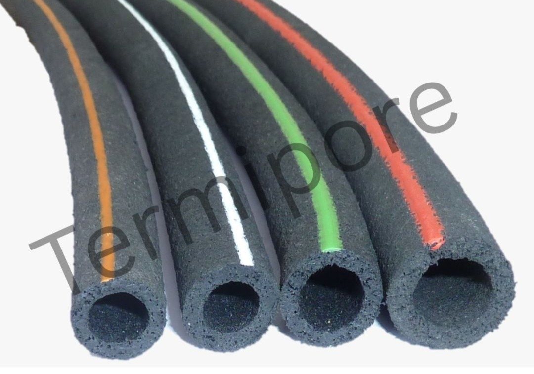 TermiPore reticulation pipe sizes — 14 mm orange, 15 mm white, 17 mm green and 19 mm red marking lines shown in cross-section